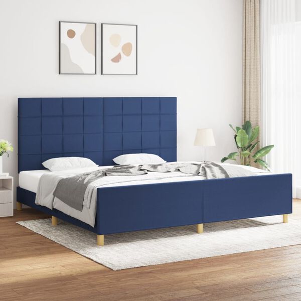 vidaXL Bedframe zonder matras stof blauw 200x200 cm