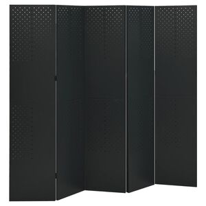vidaXL Kamerscherm met 5 panelen 200x180 cm staal zwart