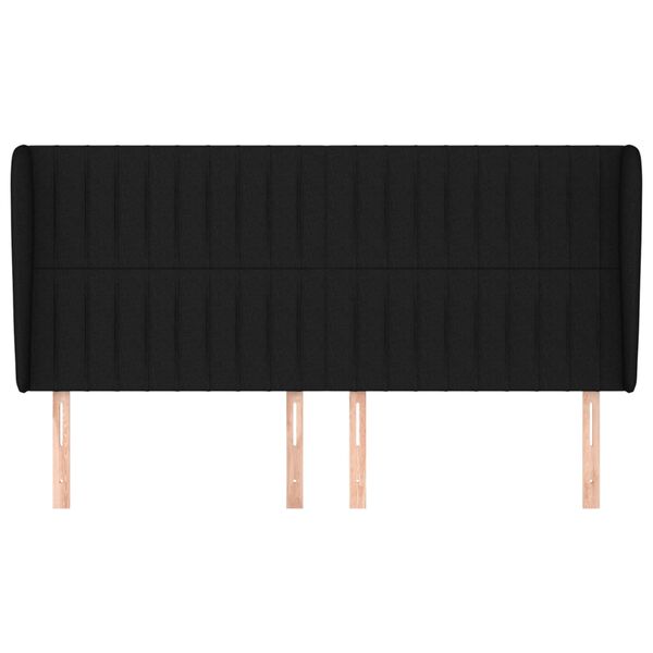 vidaXL Hoofdbord met randen 203x23x118/128 cm stof zwart