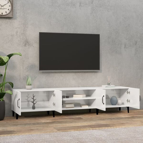 vidaXL Tv-meubel 180x31,5x40 cm bewerkt hout hoogglans wit