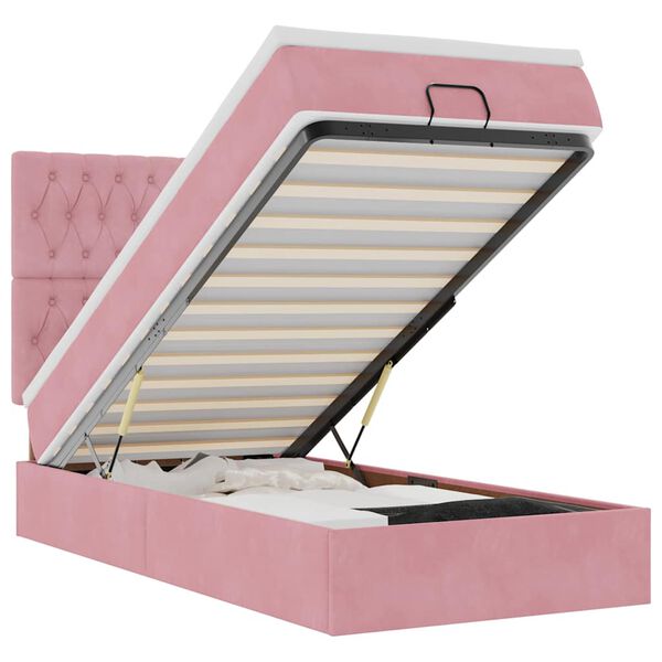vidaXL Ottoman bed met matrassen en LED's 80x200cm fluweel roze