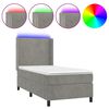 vidaXL Boxspring met matras en LED fluweel lichtgrijs 90x200 cm