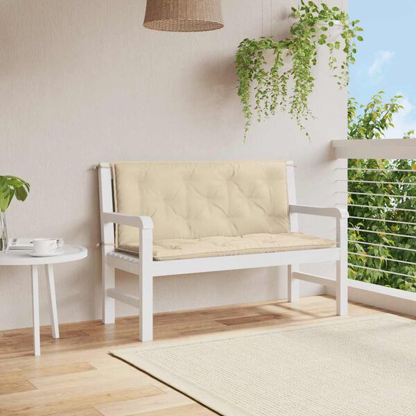 vidaXL Tuinbankkussen 120x(50+50)x7 cm oxford stof beige