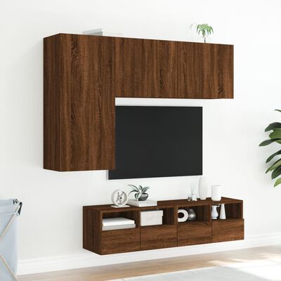 vidaXL 5-delige Tv-wandmeubelset bewerkt hout bruin eikenkleur