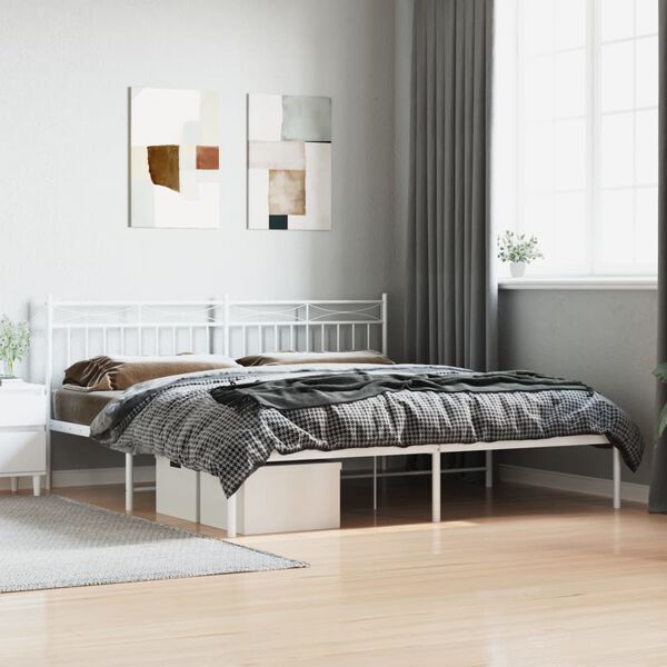 vidaXL Bedframe met hoofdbord metaal wit 180x200 cm