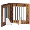 vidaXL Opvouwbaar hondenhek met standaards 2 pcs Oud hout 120,5 cm