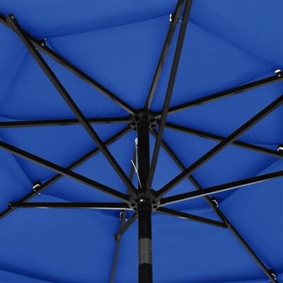 vidaXL Parasol 3-laags met aluminium paal 3 m azuurblauw