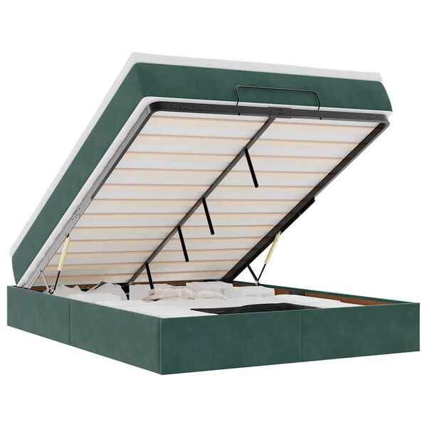 vidaXL Ottoman bed met matras 140x190cm fluweel donkergroen