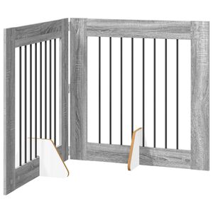 vidaXL Opvouwbaar hondenhek met standaards 2 pcs Grijs sonoma 160,5 cm