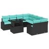 vidaXL Tuin Sofa Set met kussen met opslag 9 pcs Zwart Poly Rattan