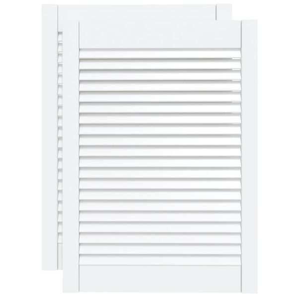 vidaXL Kastdeuren met lamellen 2 st 69x49,4 cm massief grenenhout wit