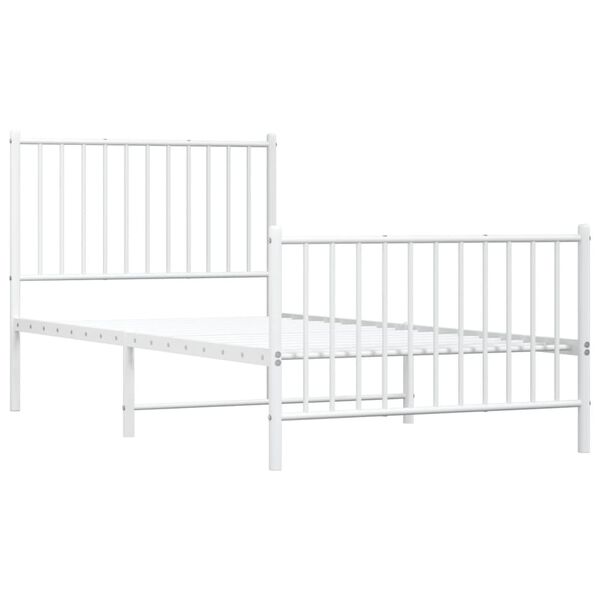 vidaXL Bedframe met hoofd- en voeteneinde metaal wit 90x190 cm