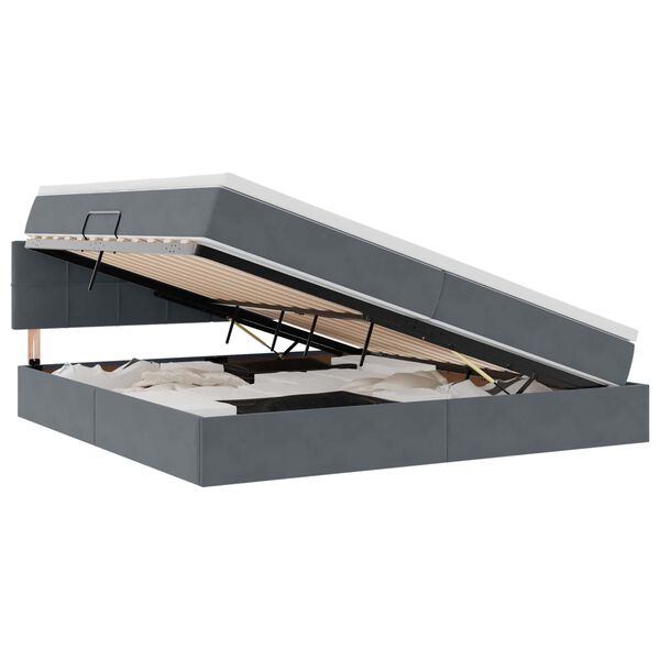vidaXL Opslag bed met matras Donkergrijs 200 x 200 cm Fluweel