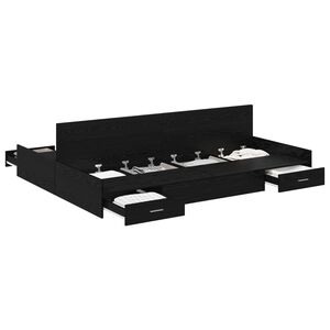 vidaXL Opbergbedframe met lade Zwart Eiken 135 x 190 cm Bewerkt hout