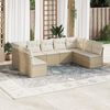 vidaXL 9-delige Loungeset met kussens poly rattan beige