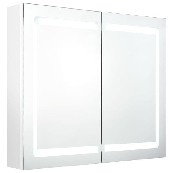 vidaXL Badkamerkast met spiegel en LED 80x12x68 cm glanzend wit