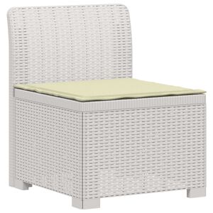 vidaXL E&eacute;npersoons Tuinbank met Kussen Rattan Look PP Wit