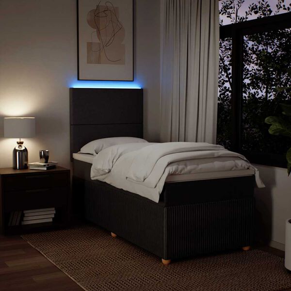 vidaXL Boxspring met matras stof donkerbruin 80x200 cm