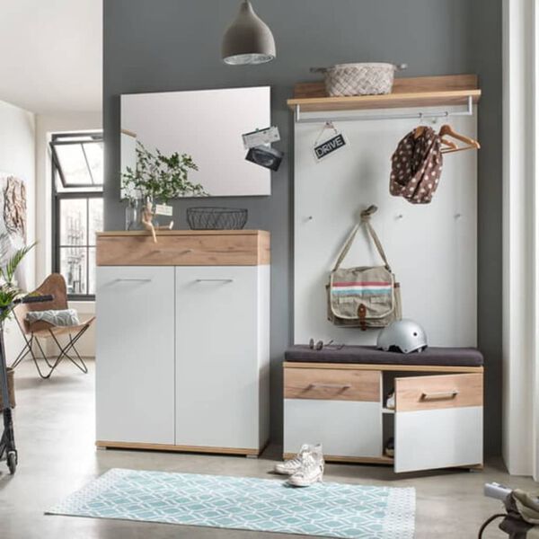 Germania Schoenenkast Topix 96x40x50,4 cm wit en eikenkleurig