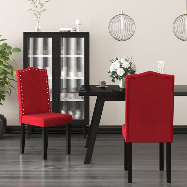 vidaXL Eetkamerstoelen 2 st fluweel wijnrood
