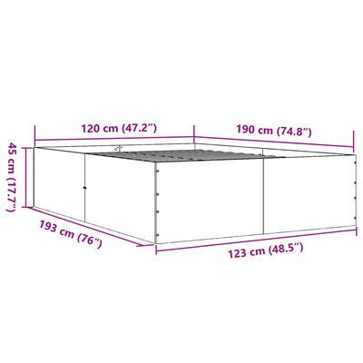 vidaXL Bedframe bewerkt hout gerookt eikenkleurig 120x190 cm