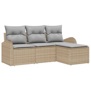 vidaXL Bankstel met kussen 4 pcs Beige en Licht Grijs poly rattan