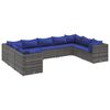 vidaXL 9-delige Loungeset met kussens poly rattan grijs