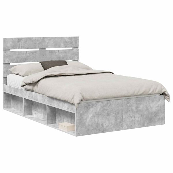 vidaXL Bedframe Concerte Grijs 135 x 190 cm Massief grenenhout