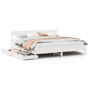 vidaXL Bedframe zonder matras massief grenenhout wit 200x200 cm