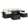 vidaXL 6-delige Loungeset met kussens poly rattan zwart