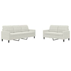 vidaXL 2-delige Loungeset met kussens fluweel cr&egrave;mekleurig
