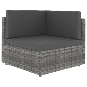 vidaXL Hoekbank sectioneel poly rattan grijs