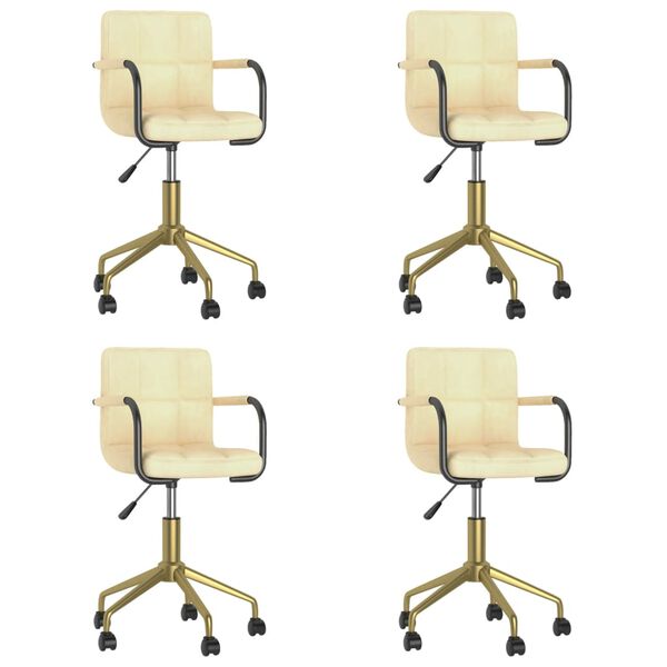 vidaXL Eetkamerstoelen draaibaar 4 st fluweel cr&egrave;mekleurig