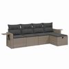 vidaXL 5-delige Loungeset met kussens poly rattan grijs