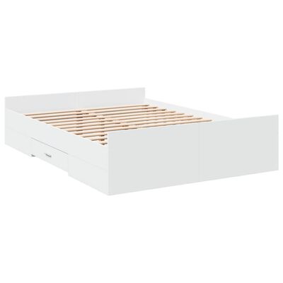 vidaXL Bedframe met lades bewerkt hout wit 135x190 cm