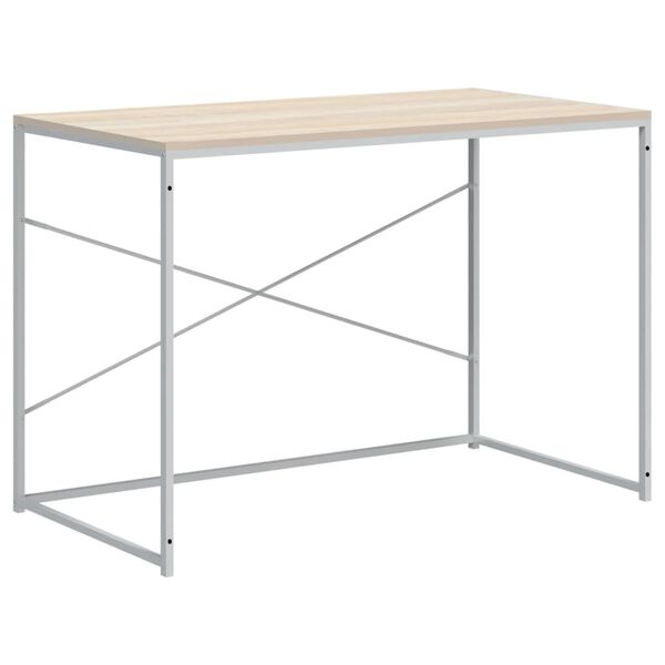 vidaXL Computerbureau 110x60x70 cm bewerkt hout wit en eikenkleurig
