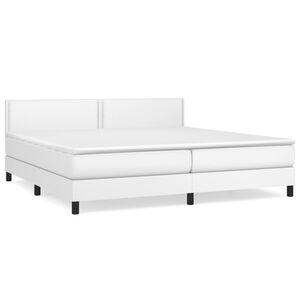 vidaXL Boxspring met matras kunstleer wit 200x200 cm