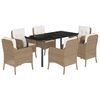 vidaXL 7-delige Tuinset met kussens poly rattan beige