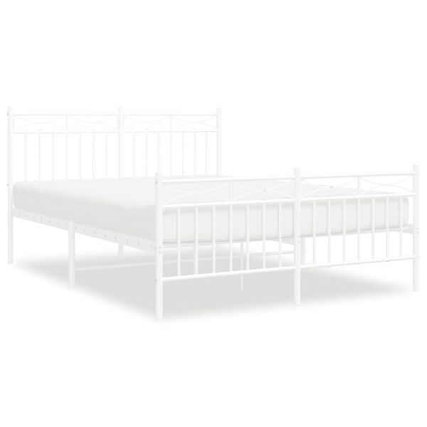 vidaXL Bedframe met hoofd- en voeteneinde metaal wit 140x200 cm