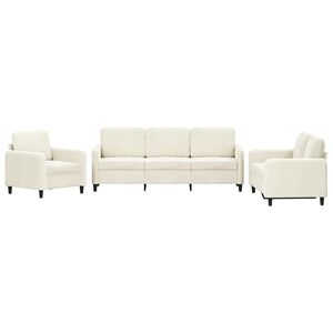 vidaXL 3-delige Loungeset fluweel cr&egrave;mekleurig