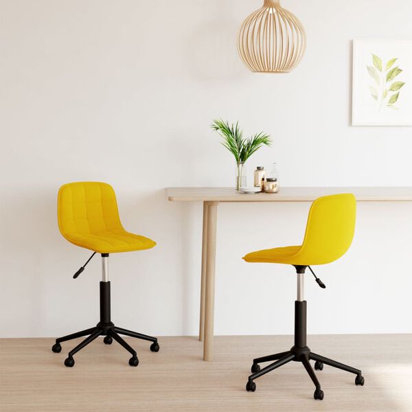 vidaXL Eetkamerstoelen draaibaar 2 st fluweel geel