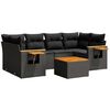 vidaXL 7-delige Loungeset met kussens poly rattan zwart
