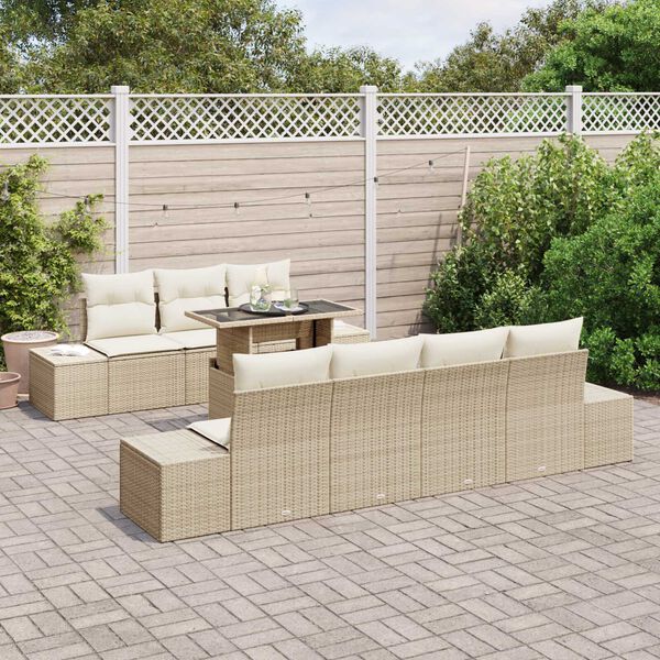 vidaXL Tuin Sofa Set met kussen 8 pcs Beige en Crème