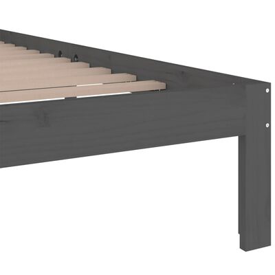 vidaXL Bedframe massief hout grijs 135x190 cm