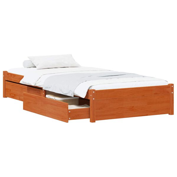 vidaXL Bedframe met lade met opslag 3 pcs Wasbruin Grenenhout