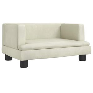 vidaXL Kinderbank 60x40x30 cm fluweel cr&egrave;mekleurig