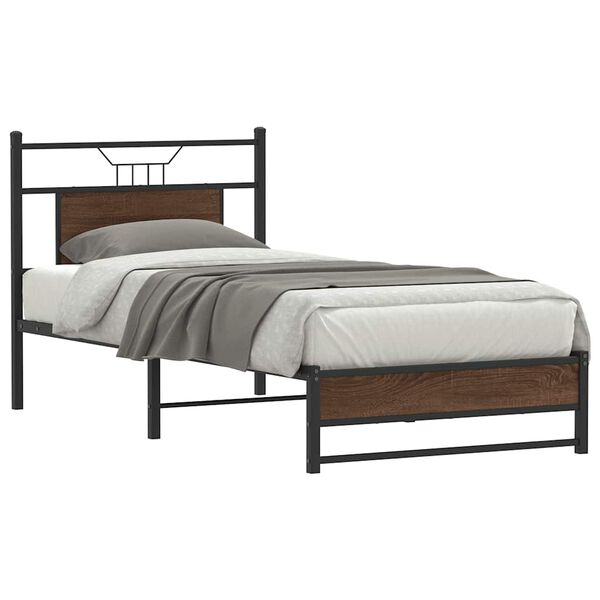 vidaXL Bedframe zonder matras bewerkt hout bruin eikenkleur 75x190 cm