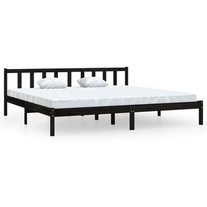 vidaXL Bedframe massief grenenhout zwart 200x200 cm