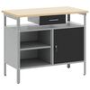 vidaXL Werkbank met lade met plank Zwart en Grijs 100 x 55 x 85 cm