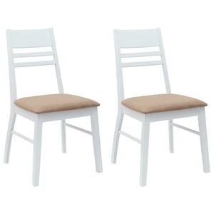 vidaXL Eettafelstoelen 2 st Massief Rubberhout Wit 43 x 54 x 89 cm
